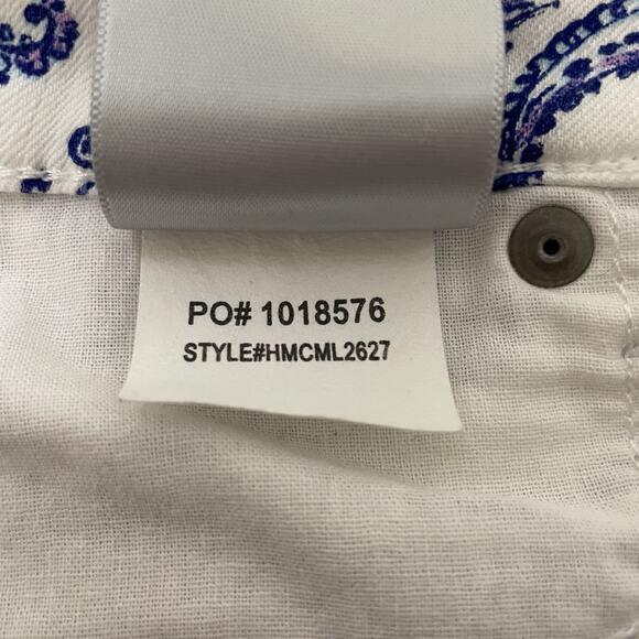 NYDJ for Chicos SLIM CROP Jeans Size 12 White Purple Paisley Lift Tuck Slimming - Picture 10 of 11